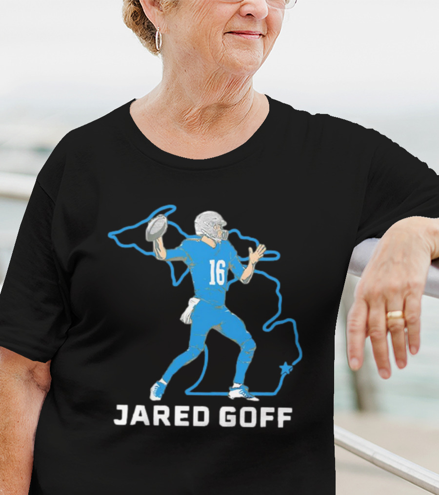 Jared Goff Detroit Football Star Quarterback Michigan Outline T-Shirt