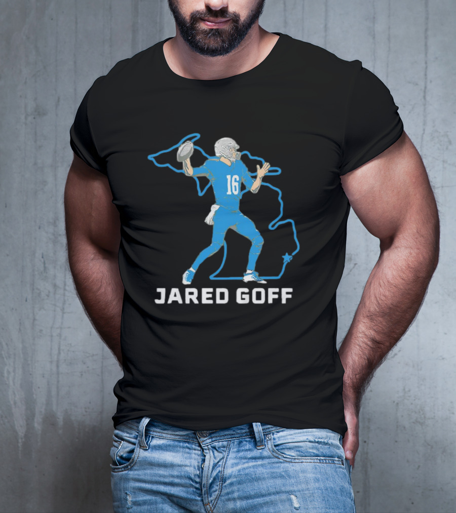 Jared Goff Detroit Football Star Quarterback Michigan Outline T-Shirt