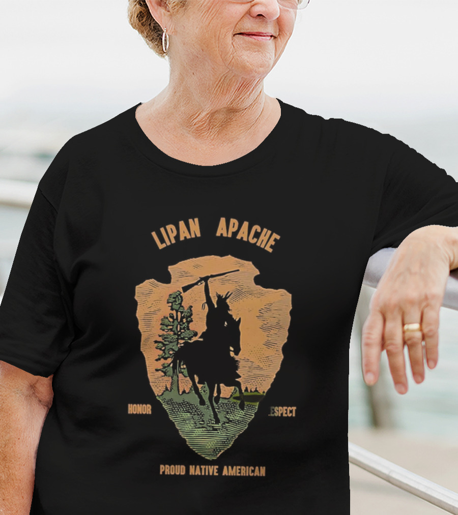 Lipan Apache Proud Native American Honor Respect Rider Badge T-Shirt