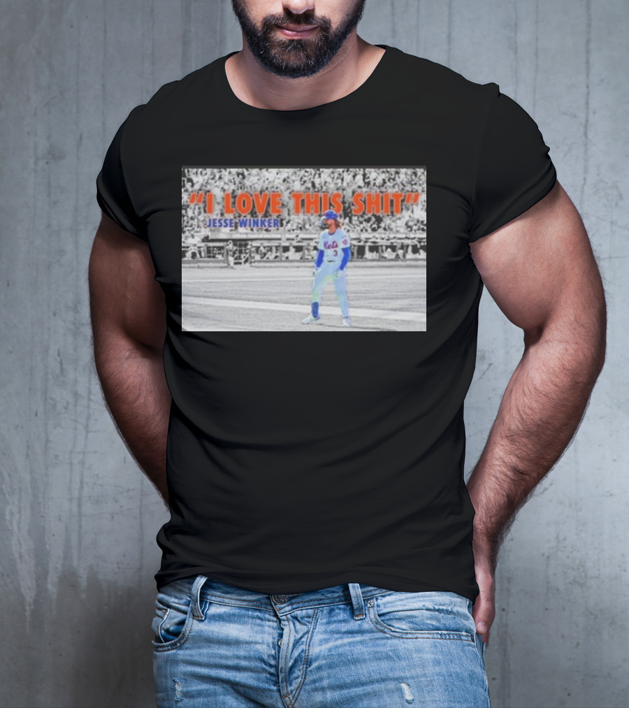 Jesse Winker New York Mets I Love This Shit Stadium Background T-Shirt
