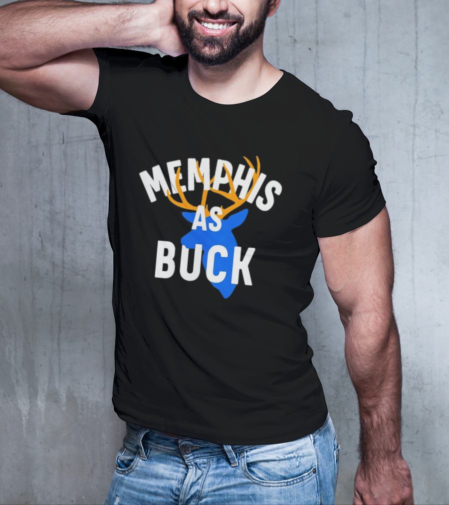 Memphis As Buck Blue Deer Head With Antlers T-Shirt
