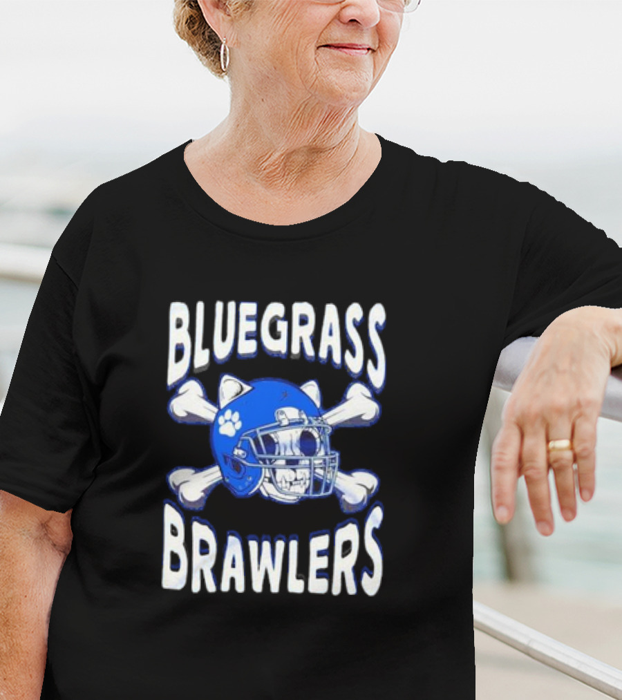 Bluegrass Brawlers Kentucky Wildcats Blue Skeleton Helmet With Bones T-Shirt