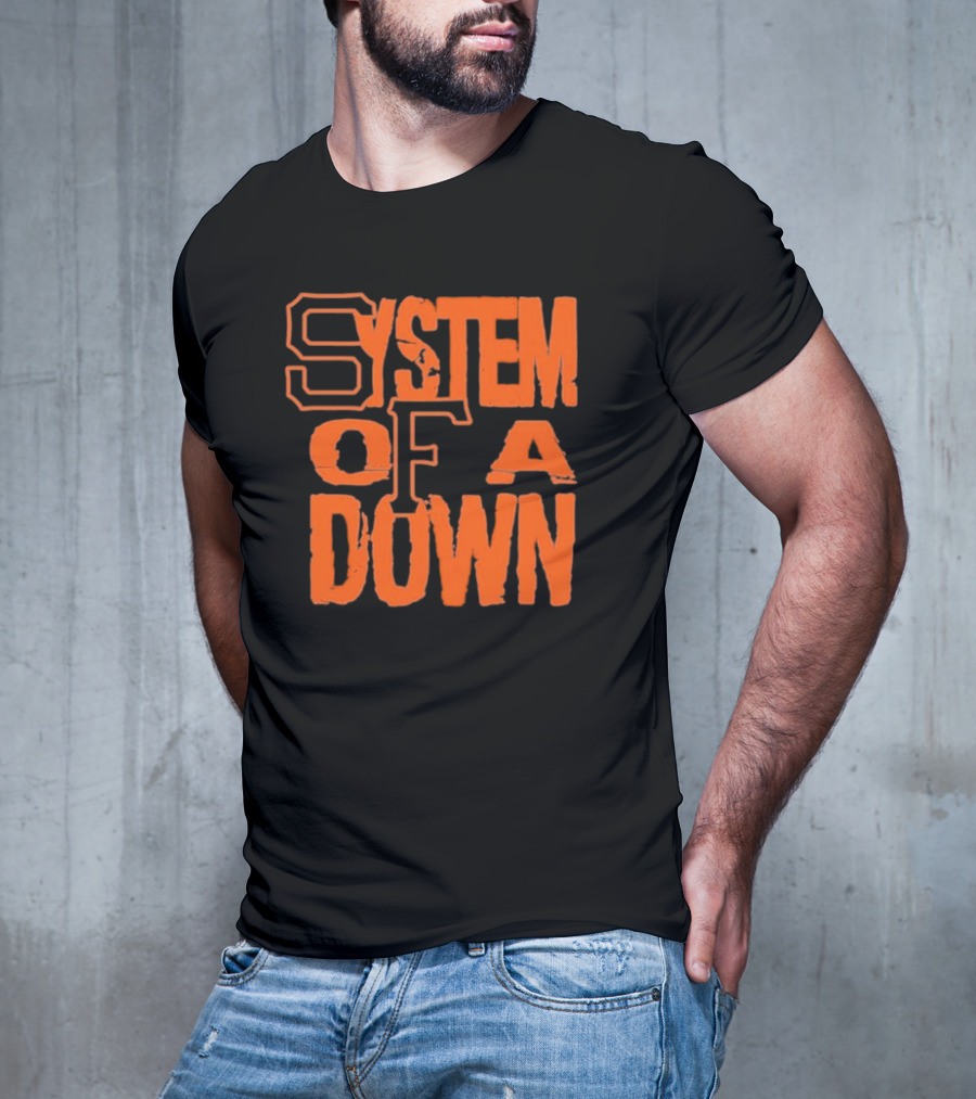 System Of A Down SF Giants Style Stacked Text T-Shirt