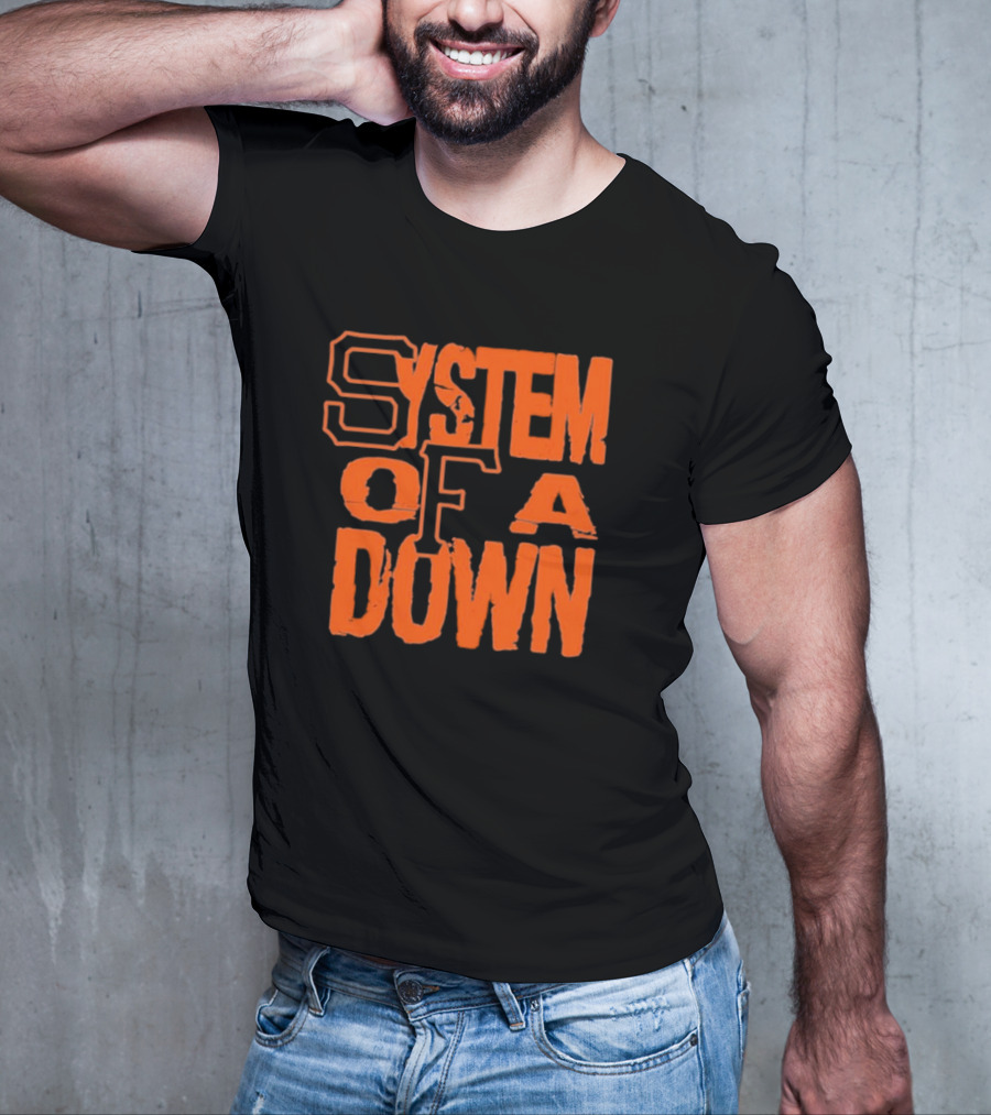 System Of A Down SF Giants Style Stacked Text T-Shirt