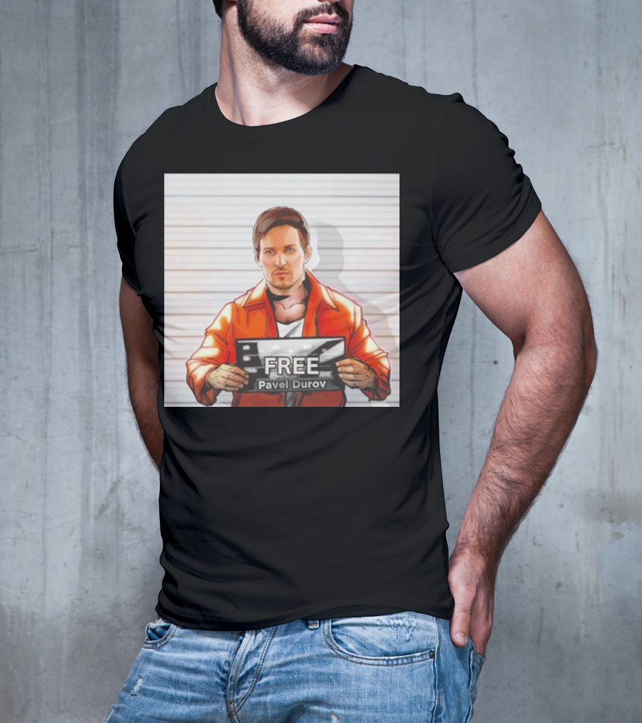 Free Pavel Durov Mugshot Cartoon T-Shirt