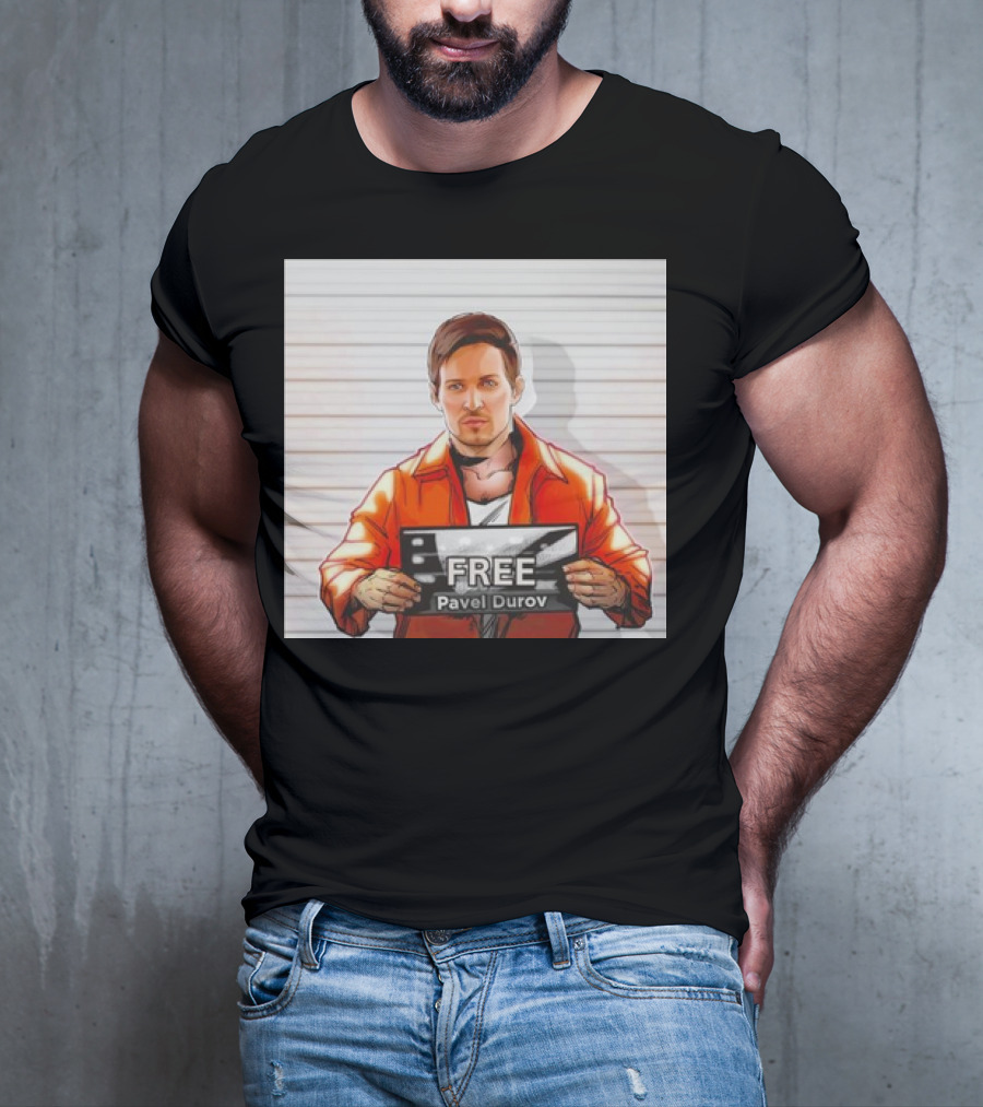 Free Pavel Durov Mugshot Cartoon T-Shirt