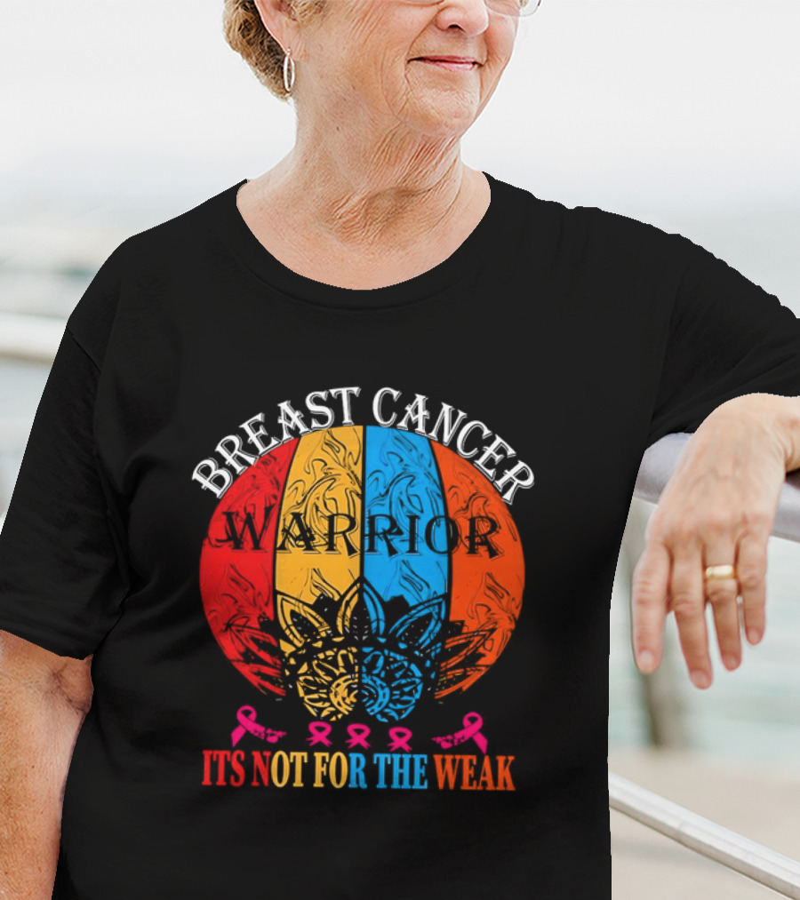 Breast Cancer Warrior Not For The Weak Ribbon Mandala T-Shirt