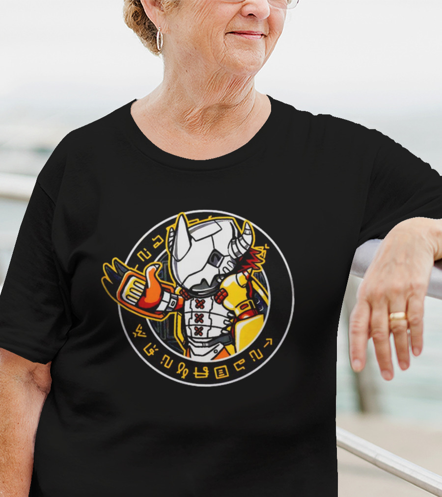 MetalGreymon Digimon Digital Monster Icon With Digicode Symbols T-Shirt