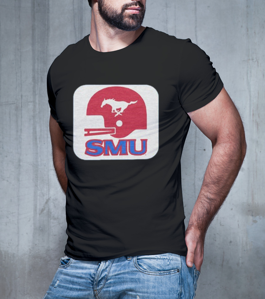 SMU Mustangs Football Red Helmet T-Shirt