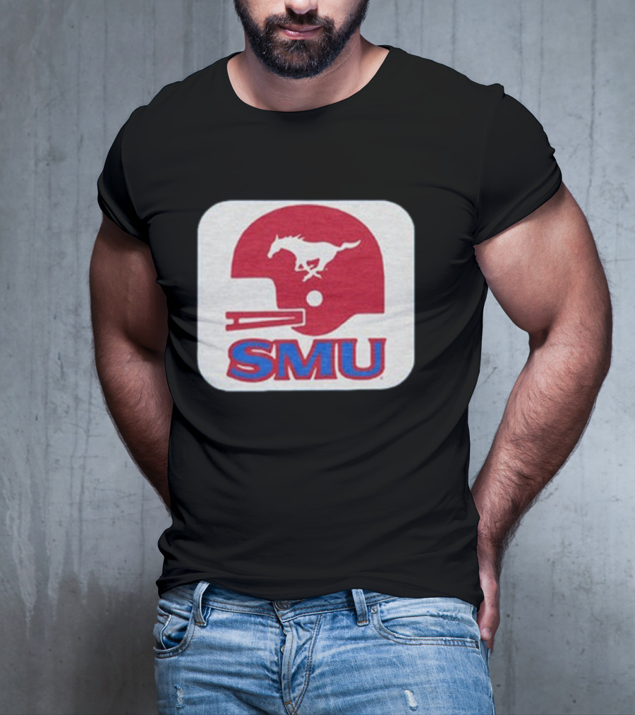 SMU Mustangs Football Red Helmet T-Shirt