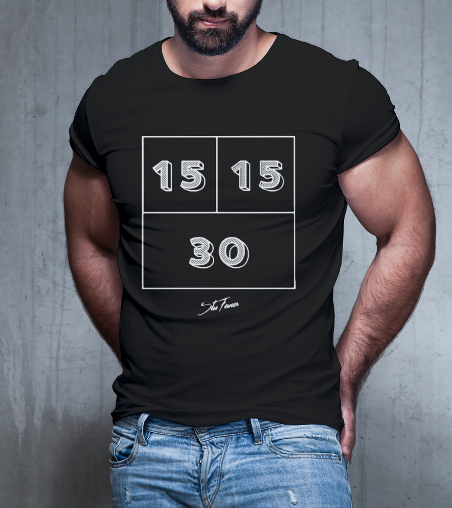 15 15 30 Stu Feiner Chalkboard Style Numbers T-Shirt