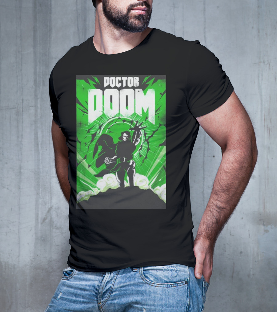 Doctor Doom Doomsday Green Energy Burst Comic Style Villain Power Stance T-Shirt