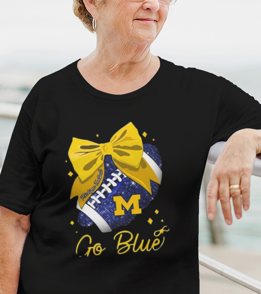 Michigan Wolverines Football Go Blue Bow Girl Michigan Proud T-Shirt