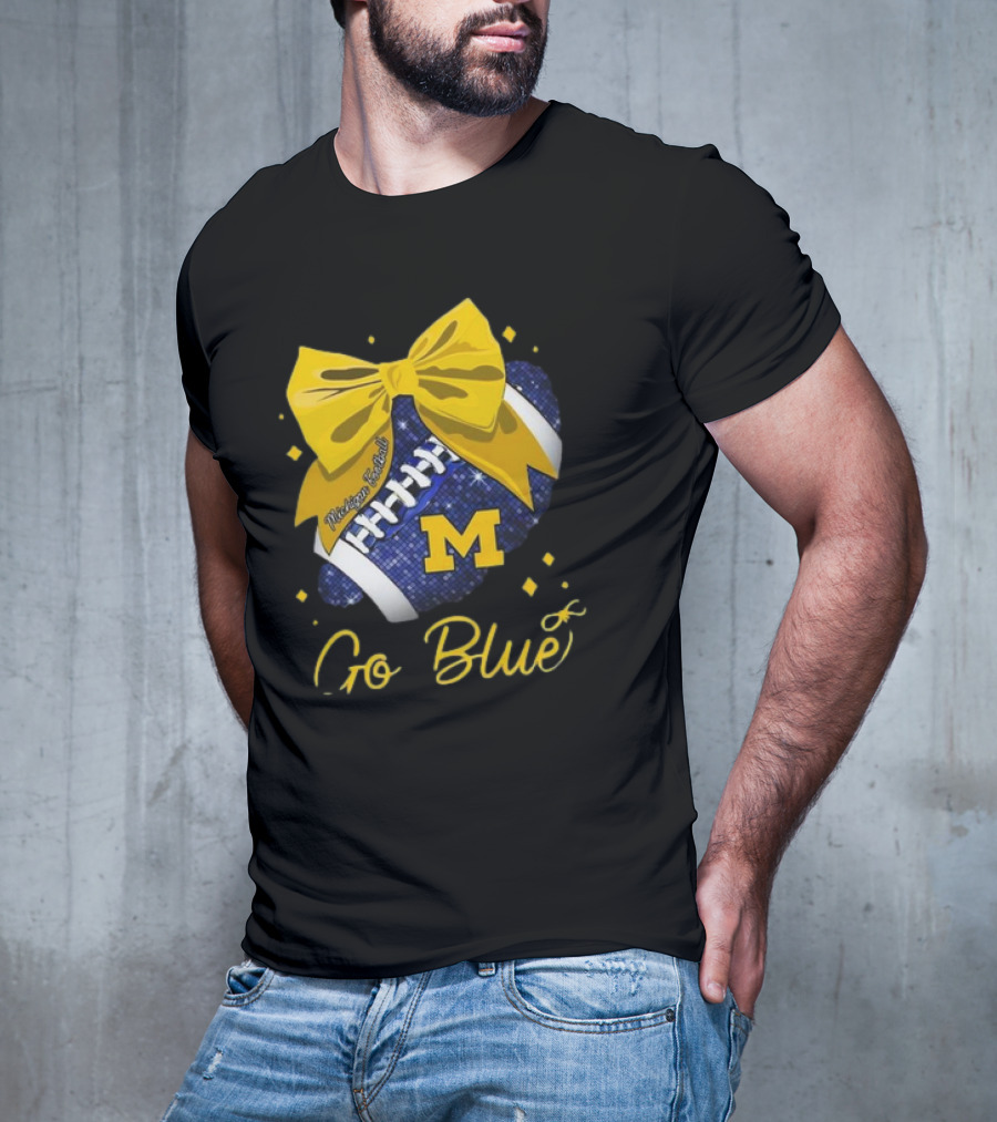 Michigan Wolverines Football Go Blue Bow Girl Michigan Proud T-Shirt