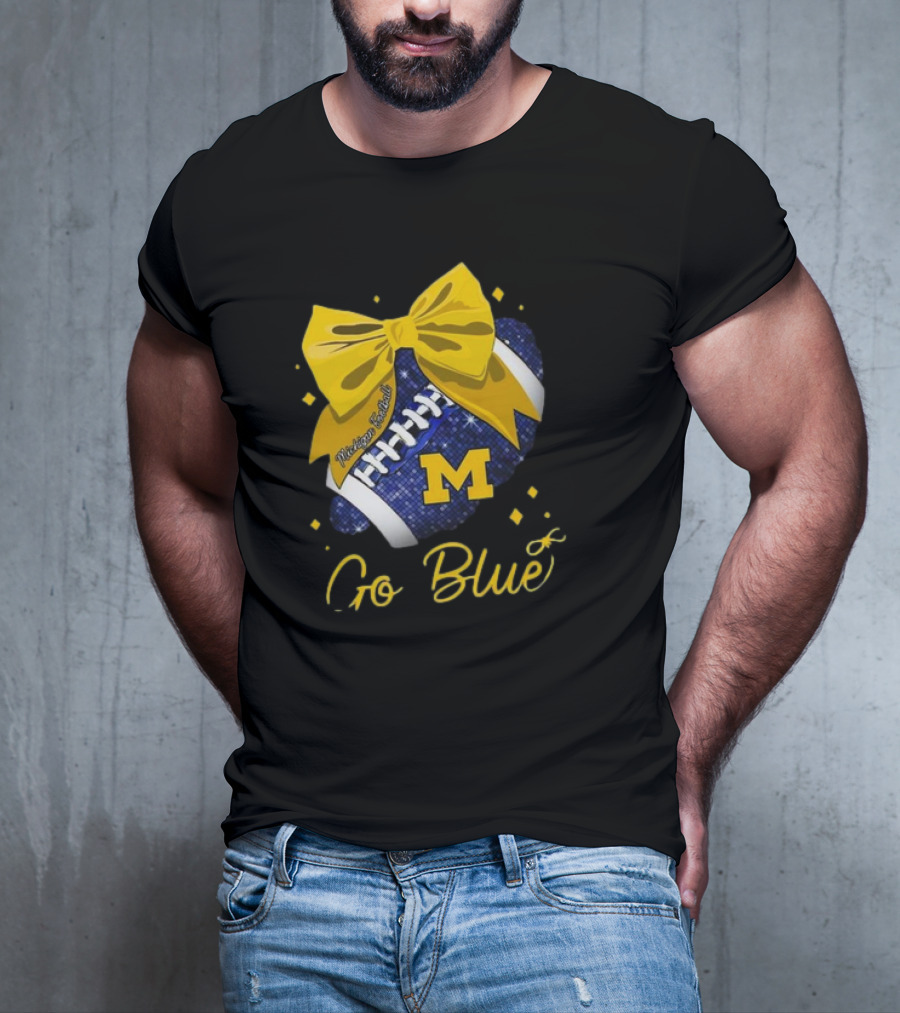 Michigan Wolverines Football Go Blue Bow Girl Michigan Proud T-Shirt