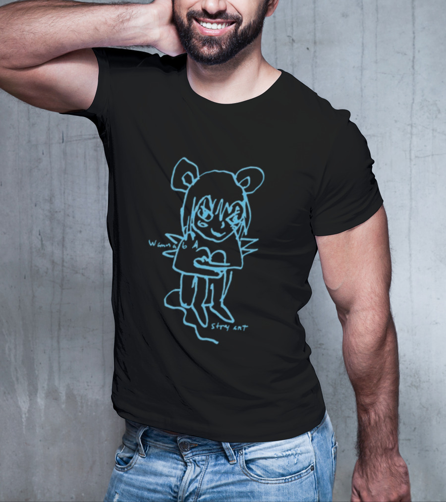 Stray Rats I Wanna Be Blue Sketch Character With Mouse Ears And Spiky Wings T-Shirt