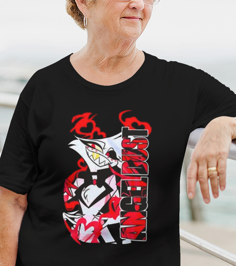 Hazbin Hotel Angel Dust Character With Red Flames T-Shirt