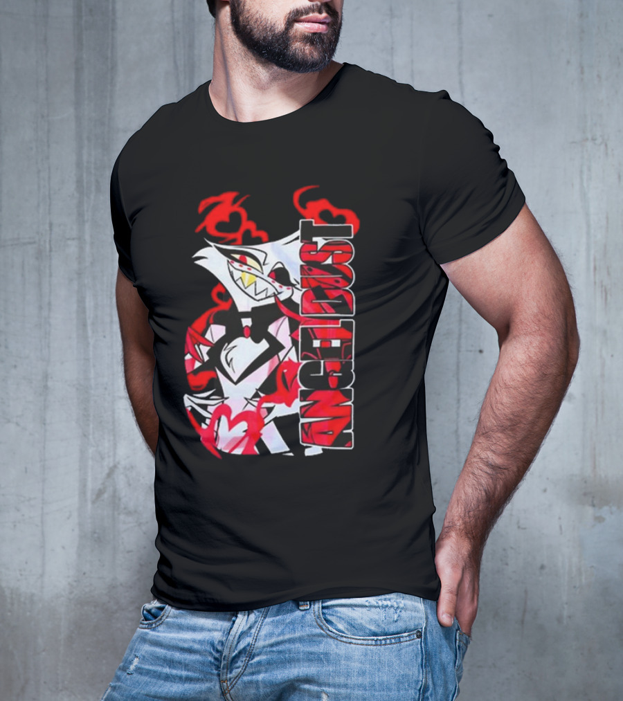 Hazbin Hotel Angel Dust Character With Red Flames T-Shirt