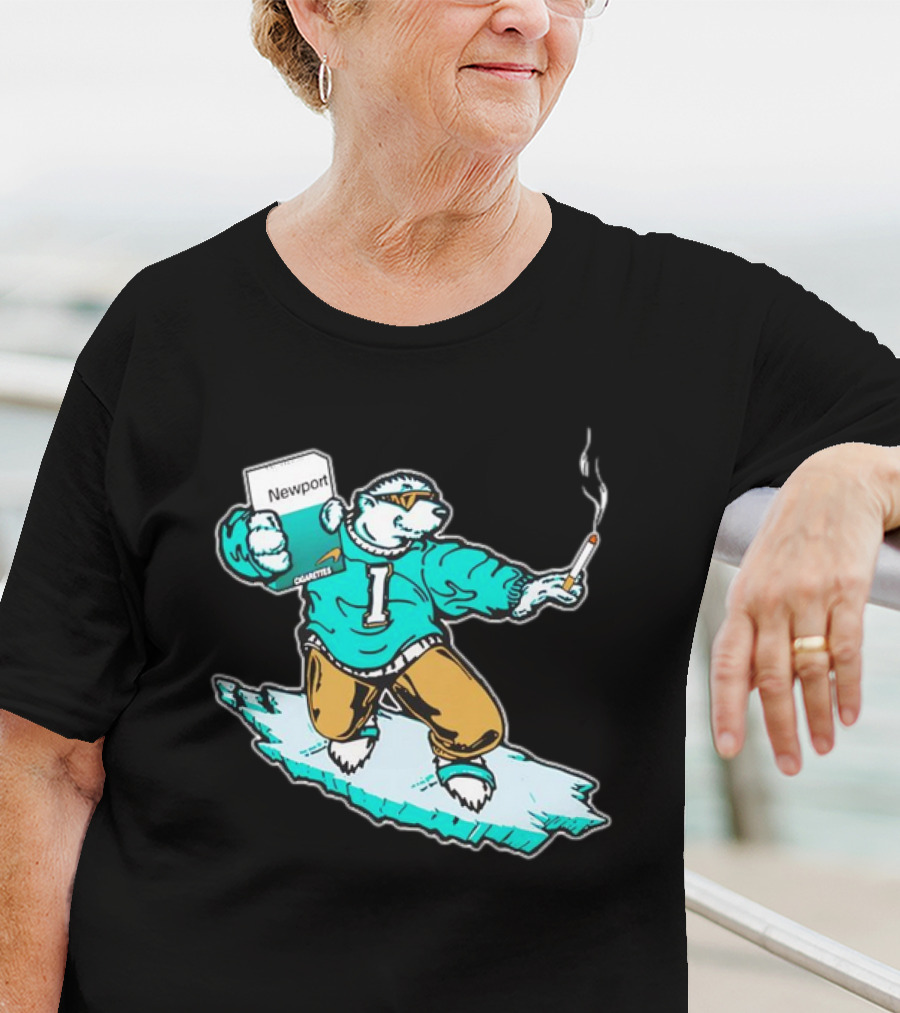 Newport Cigarettes Icee Bear Smoking Hockey T-Shirt