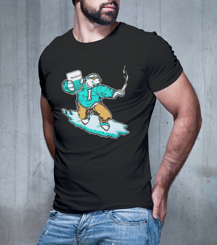 Newport Cigarettes Icee Bear Smoking Hockey T-Shirt