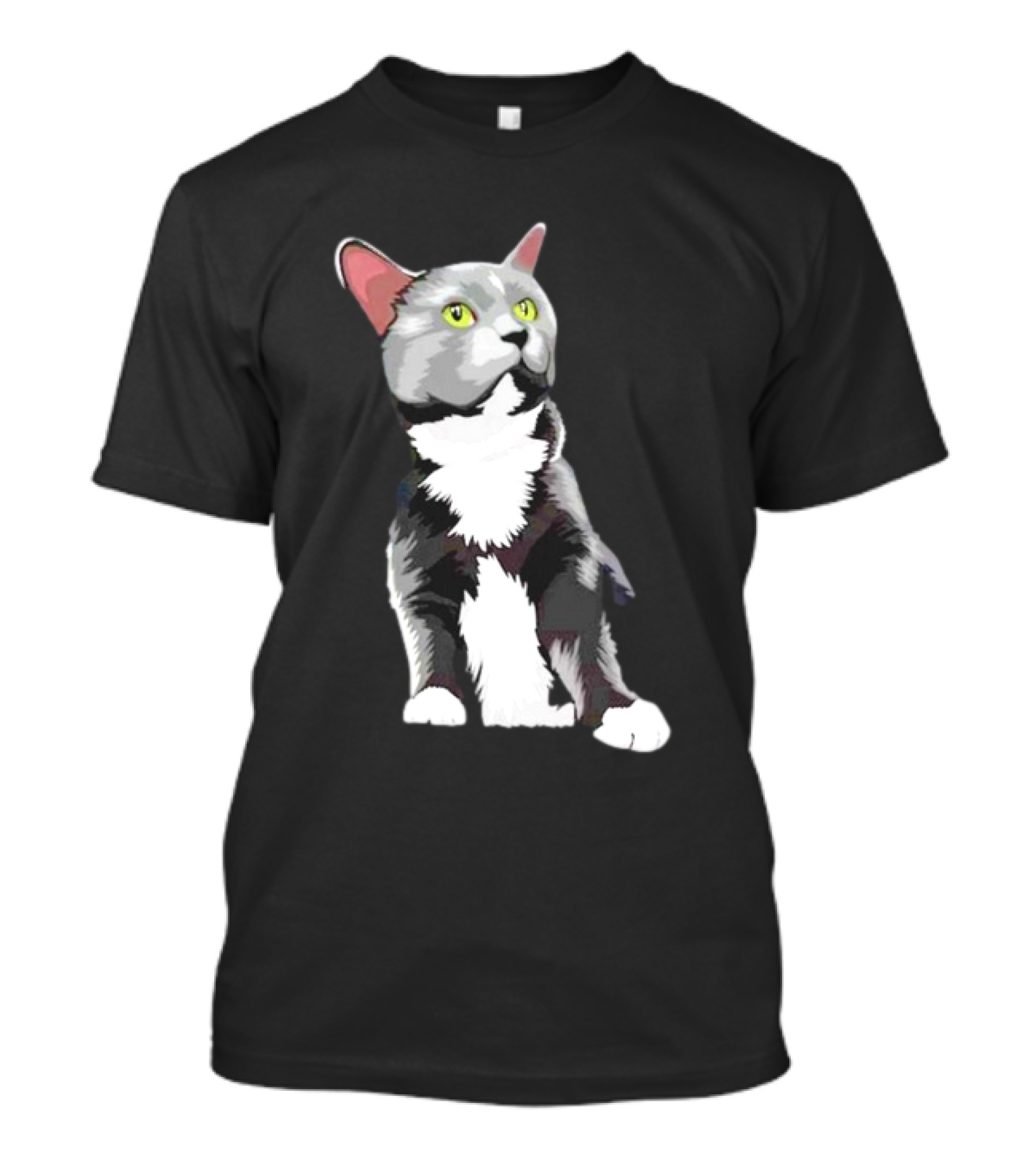 Lucille The Rescue Cat Artwork Grey And White Feline T-Shirt