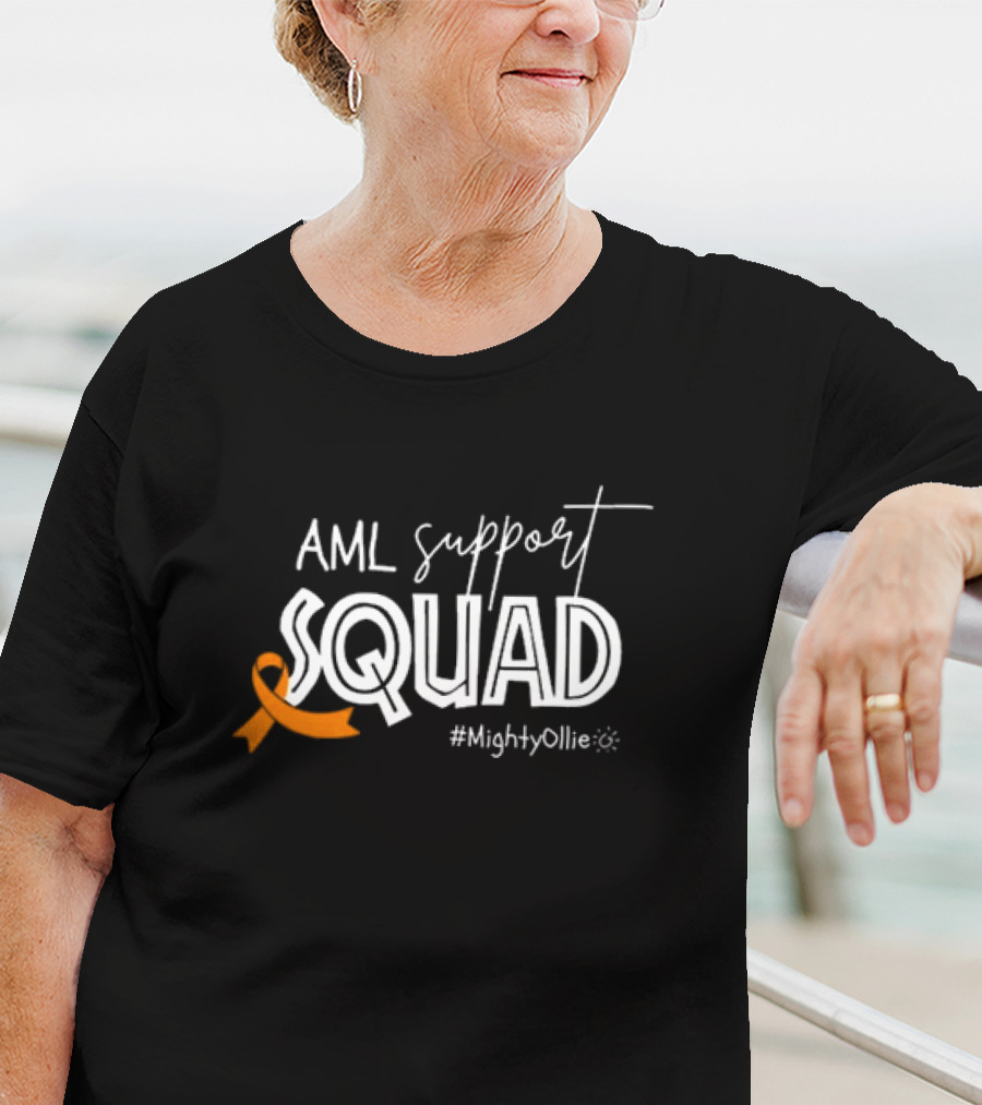 AML Support Squad Mighty Ollie Orange Ribbon #MightyOllie T-Shirt