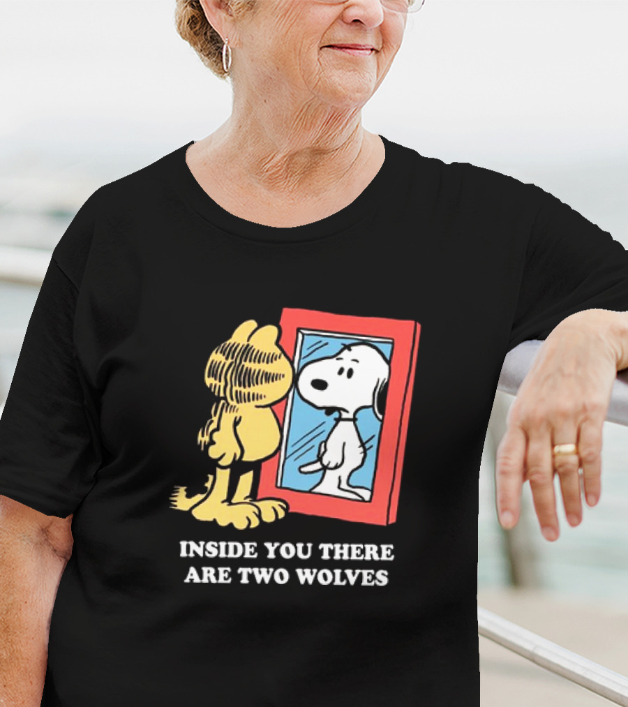 Garfield Inside You There Are Two Wolves Snoopy Reflection T-Shirt