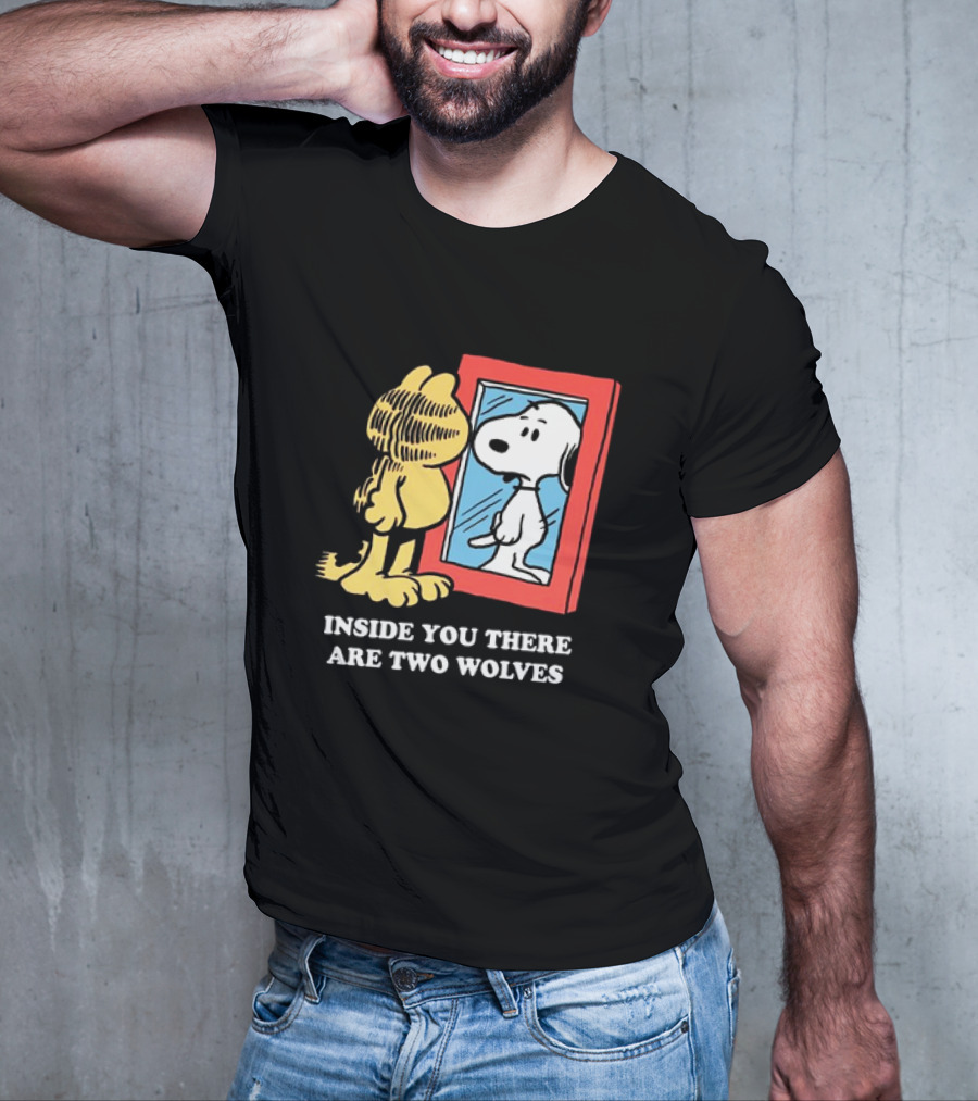 Garfield Inside You There Are Two Wolves Snoopy Reflection T-Shirt