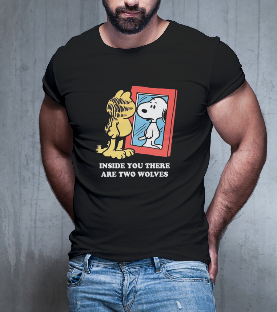Garfield Inside You There Are Two Wolves Snoopy Reflection T-Shirt