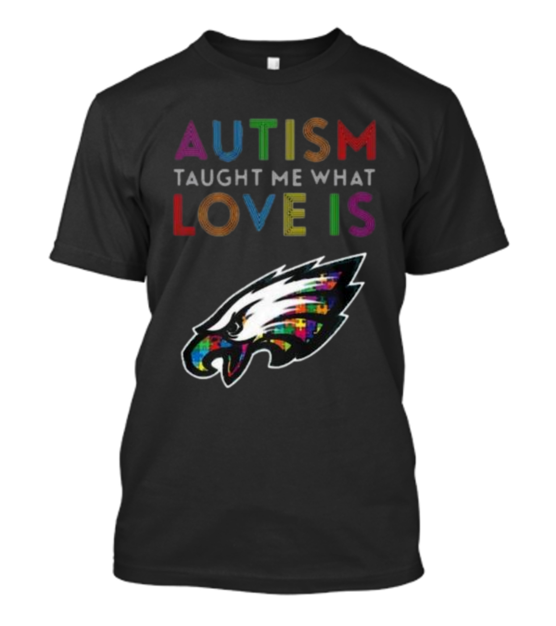Autism Taught Me What Love Is Philadelphia Eagles Puzzle T-Shirt