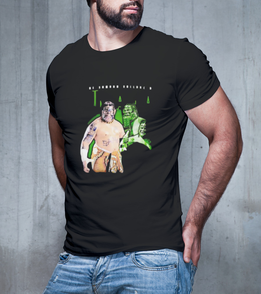 The Samoan Bulldozer Umaga Wrestler Graphic With Green Highlights T-Shirt
