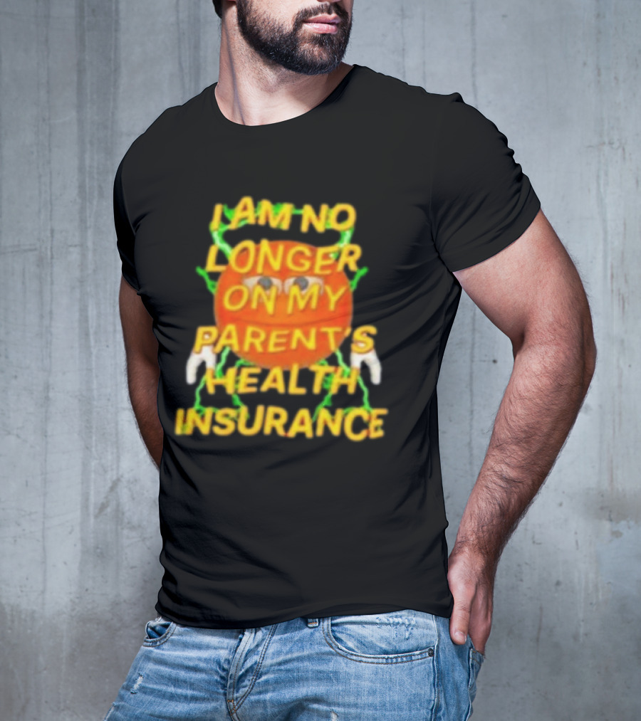 I Am No Longer On My Parent's Health Insurance Emoji Style With Lightning Background T-Shirt