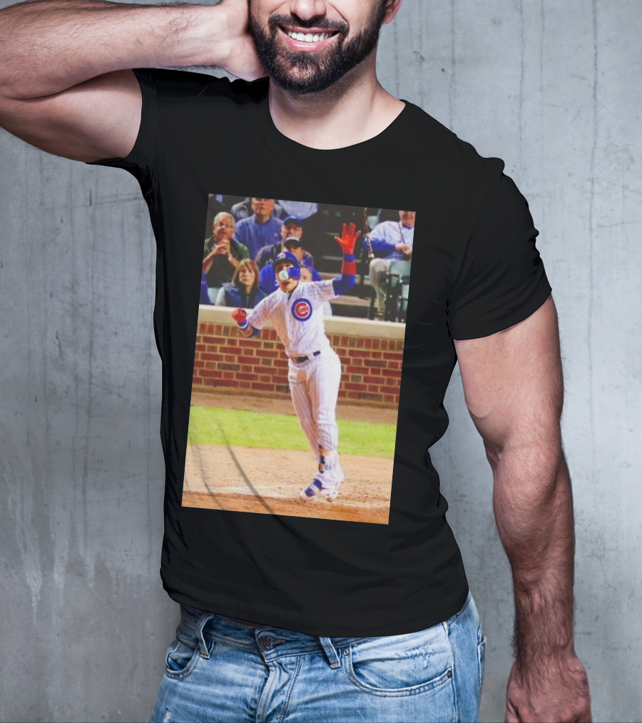 Javy Baez Chicago Cubs Blows A Bubble Hitting Second Home Run Baseball Action T-Shirt
