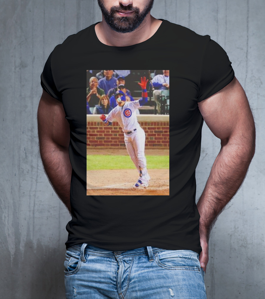 Javy Baez Chicago Cubs Blows A Bubble Hitting Second Home Run Baseball Action T-Shirt
