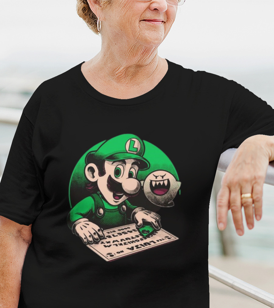 Luigi Green Ouija Board With Boo Ghost T-Shirt