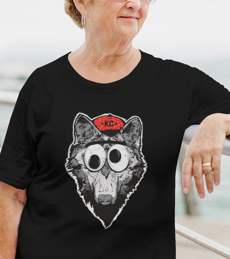 KC Wolf Pack Googly Eyes Icon With Red Cap T-Shirt
