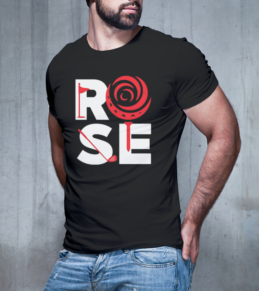 Rose Golf Flag Swirl Iconic Stacked Letters T-Shirt
