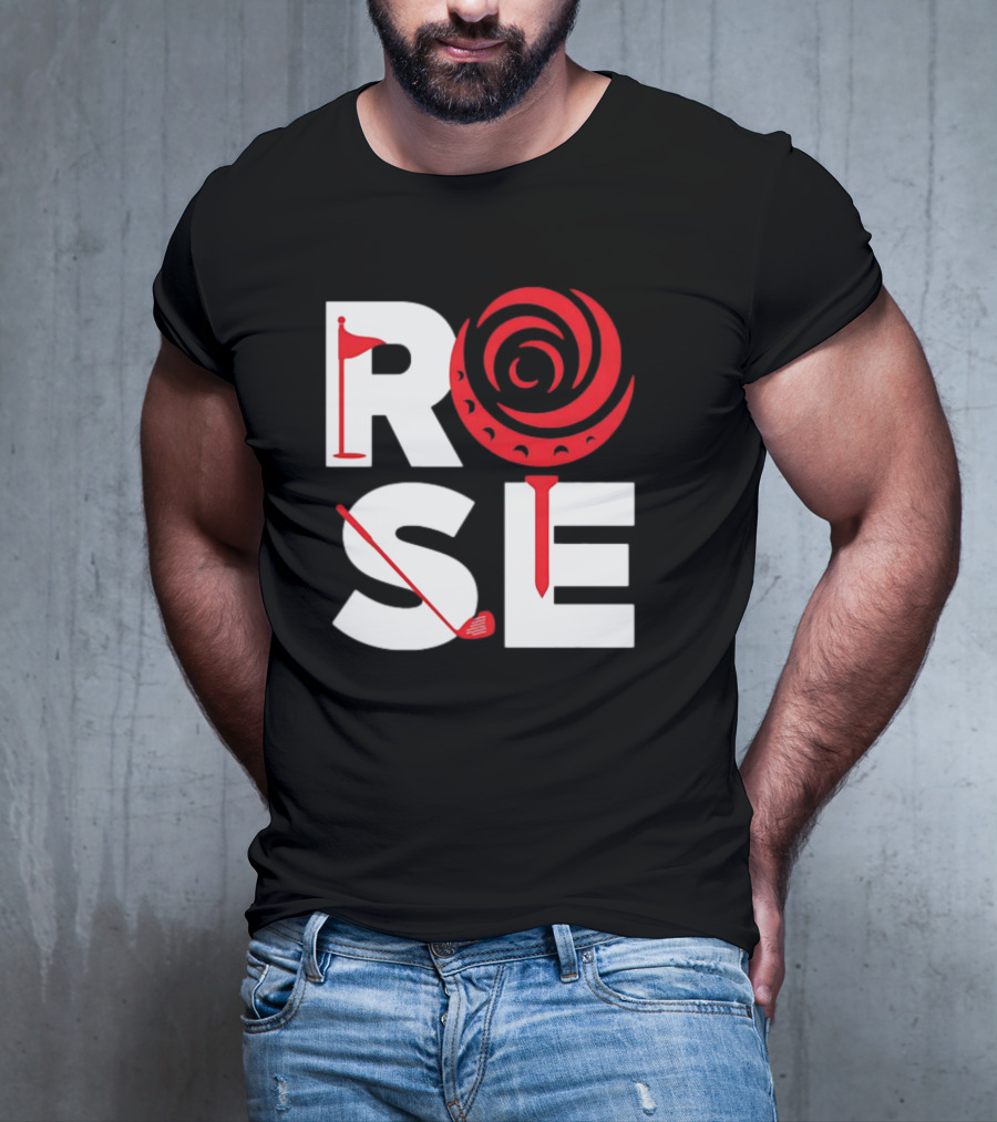 Rose Golf Flag Swirl Iconic Stacked Letters T-Shirt