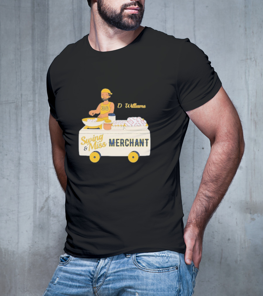 Devin Williams Swing And Miss Merchant Milwaukee Brewers Cartoon Baseball 38 T-Shirt