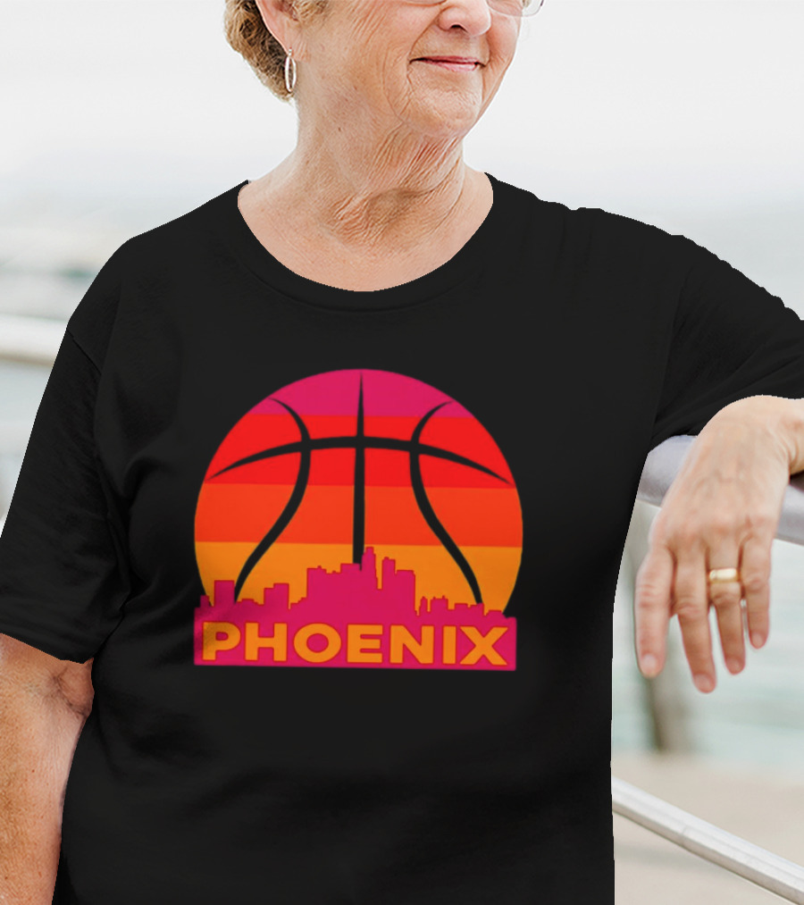 Phoenix City Skyline Basketball Sunset T-Shirt