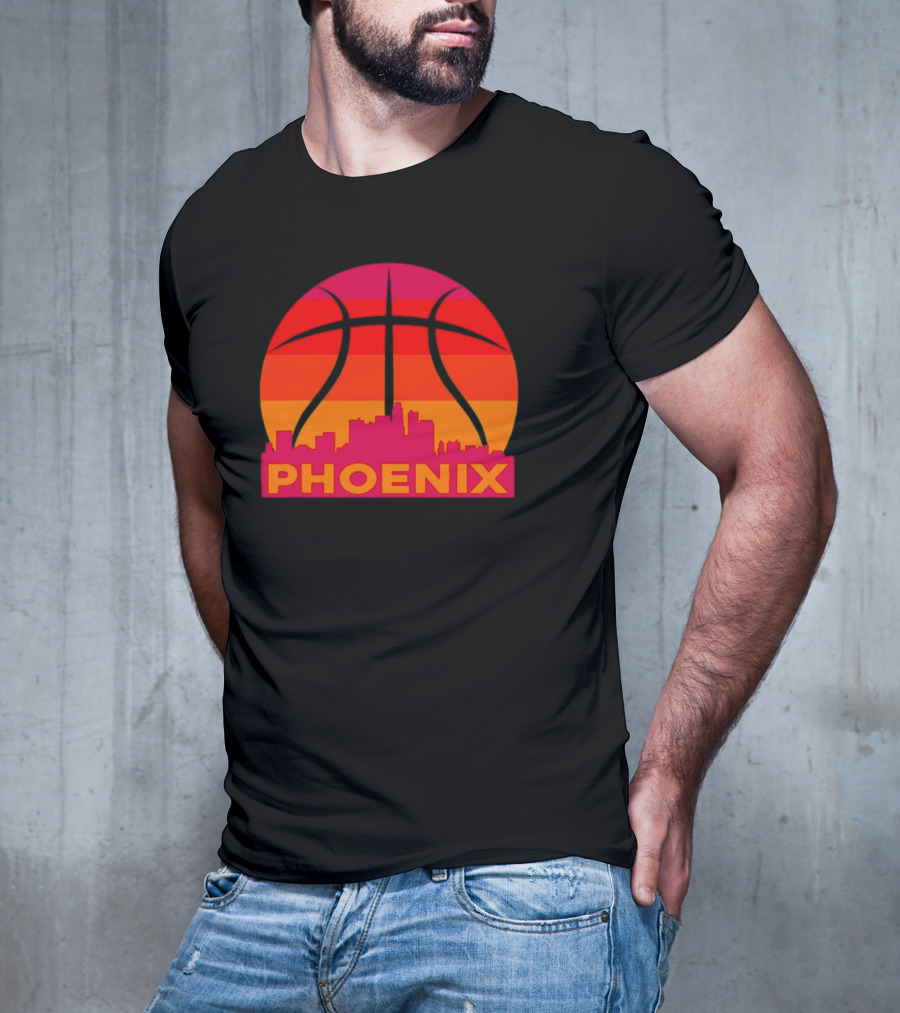 Phoenix City Skyline Basketball Sunset T-Shirt