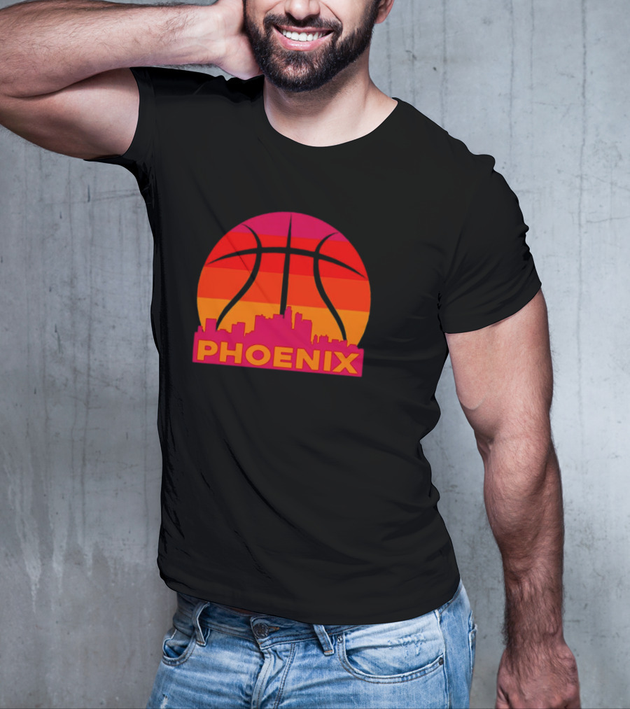 Phoenix City Skyline Basketball Sunset T-Shirt