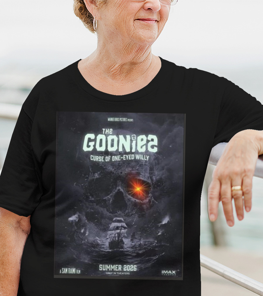 The Goonies 2 Curse Of One-Eyed Willy Summer 2026 IMAX Only In Theaters Warner Bros Pictures A Sam Raimi Film T-Shirt