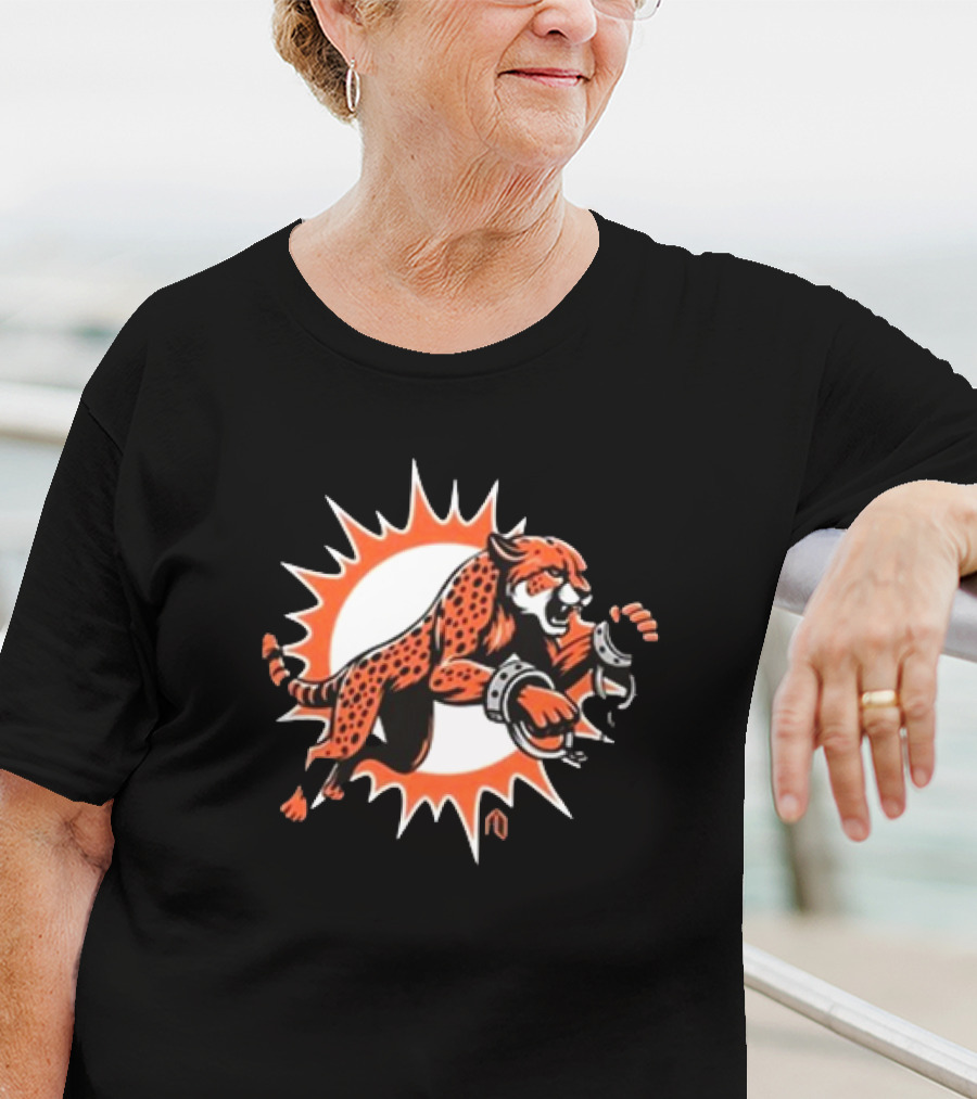 Ty Hill Athlete Cheetah Breaks Free Miami Dolphins Fusion T-Shirt