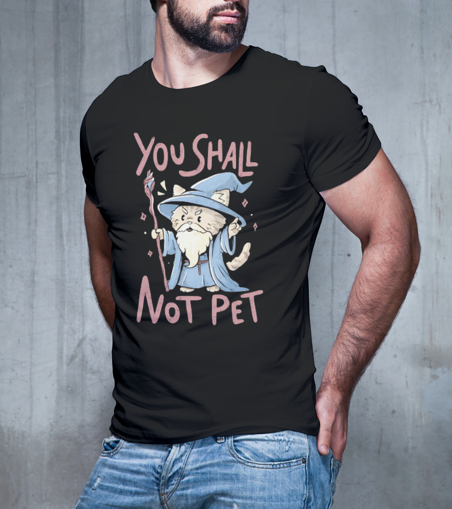 Wizard Cat You Shall Not Pet Gandalf Parody Fantasy Humor T-Shirt