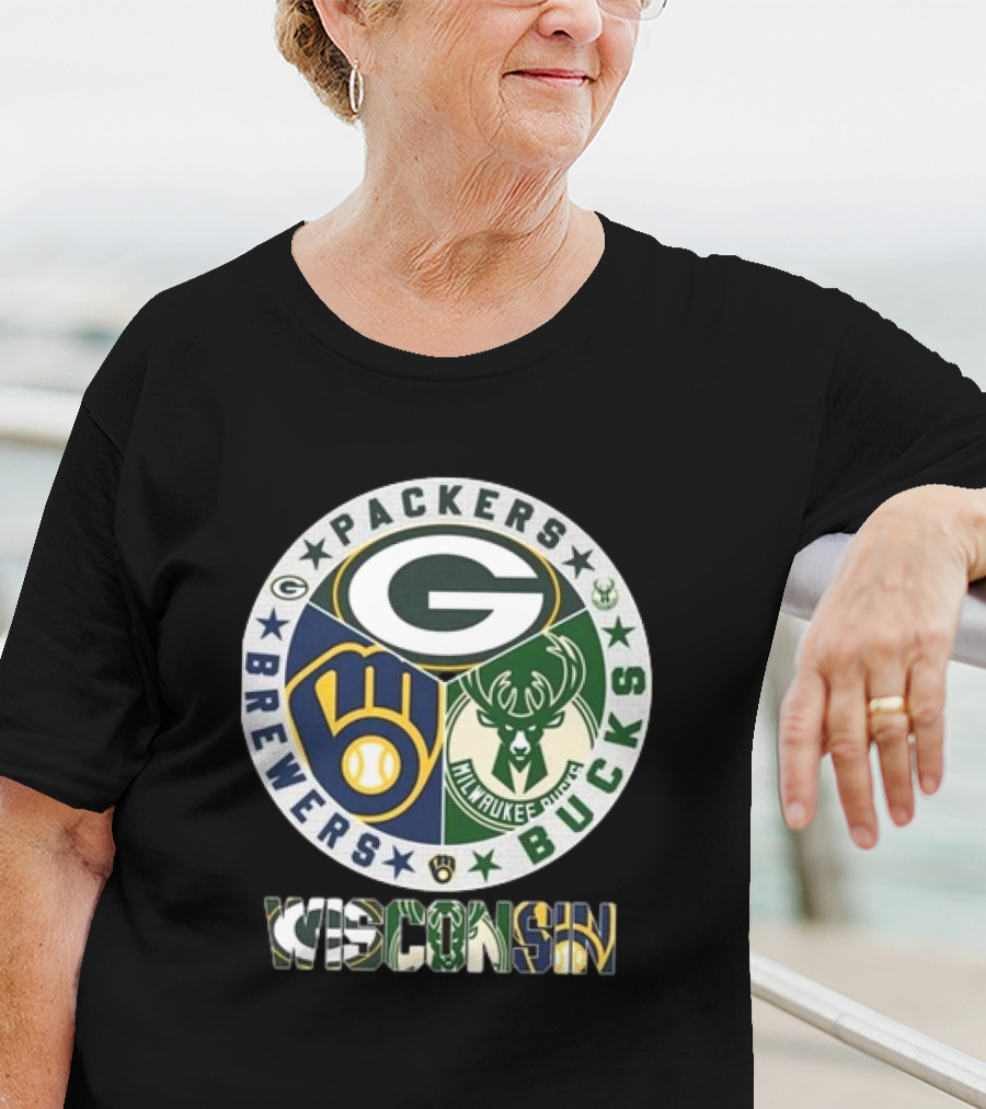 Green Bay Packers Milwaukee Brewers Milwaukee Bucks Wisconsin T-Shirt