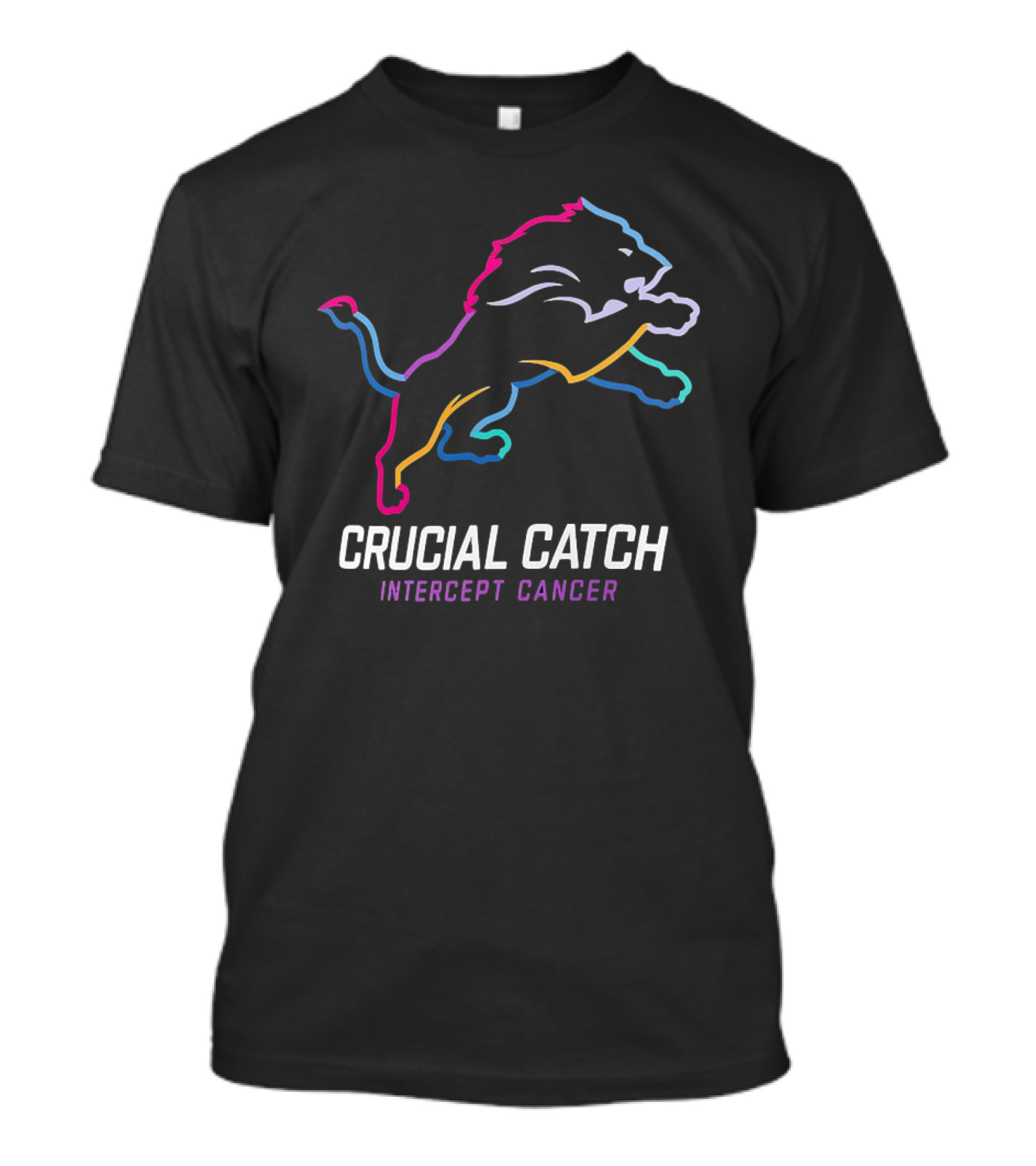 Detroit Lions Crucial Catch Intercept Cancer Awareness T-Shirt