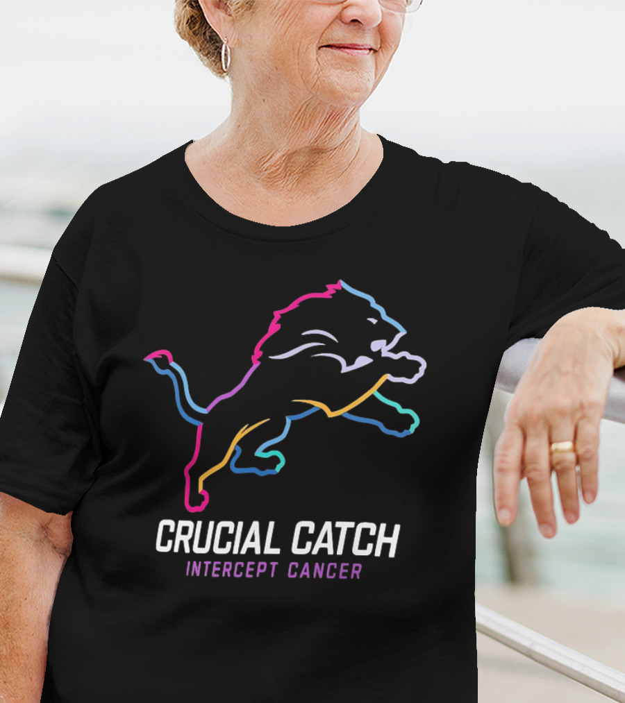 Detroit Lions Crucial Catch Intercept Cancer Awareness T-Shirt