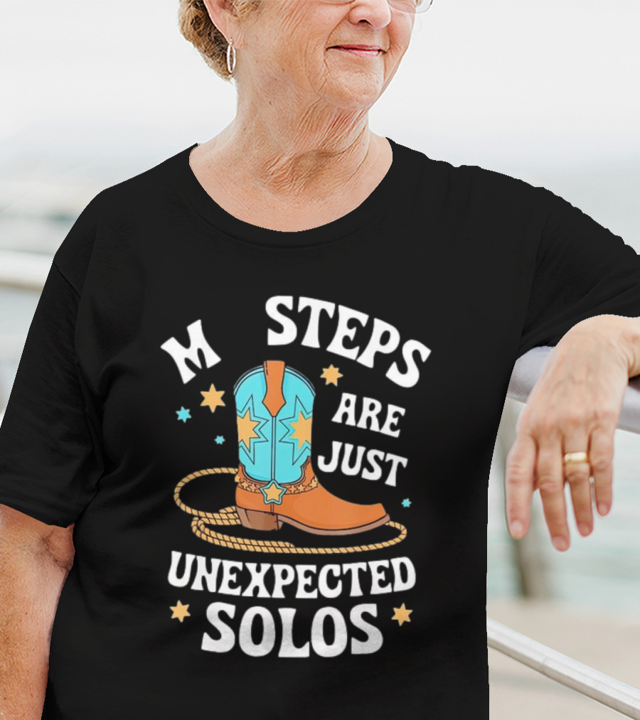 Line Dancing Missteps Are Just Unexpected Solos Cowboy Boot Rope Star T-Shirt