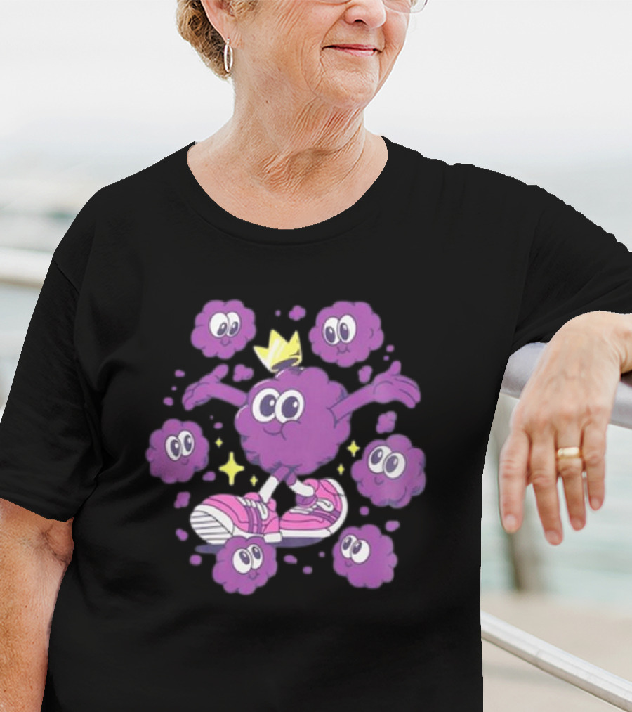 Ranboo Particle Palooza Crowned Purple Character With Sneakers And Stars T-Shirt